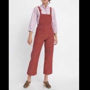 Loup NYC Flora Corduroy Rust Clay Overalls